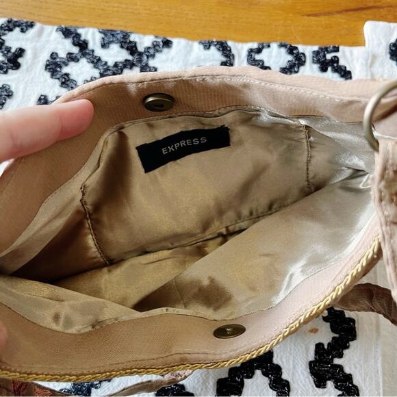 Y2k Express Fashion Embroidered Tan Shoulder Bag boho mini purse - Picture 2 of 10